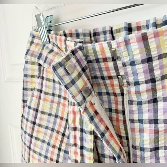 NWT LOFT High Waist Paperbag Shorts in Plaid - Picture 6 of 12